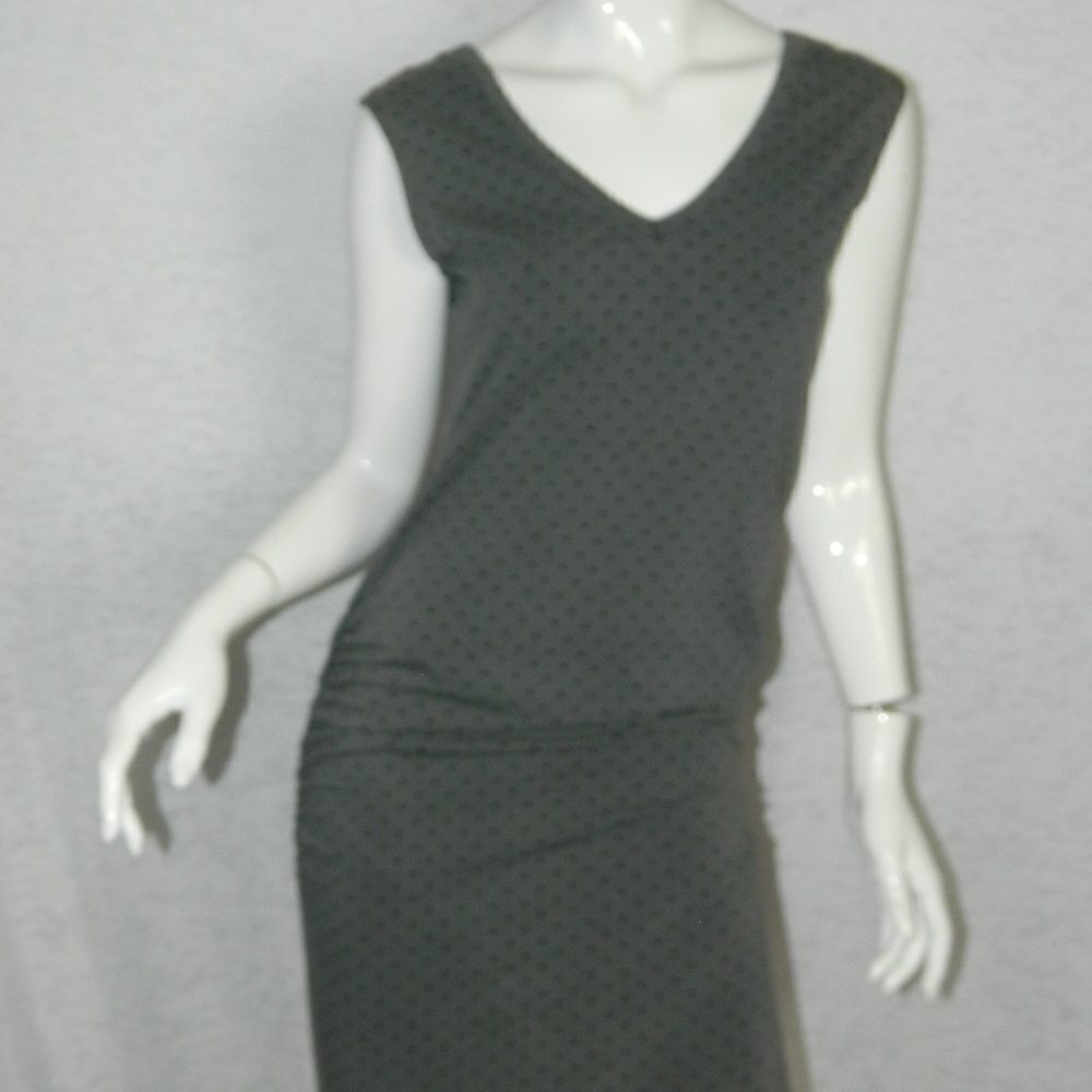 Monrow Dress Gray Polka Dots Ruched  T-Shirt Stretchy‎ Dress  Size Medium